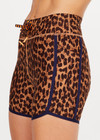 THE UPSIDE women's leopard Malawi 4inch Spin Short is mid-rise and features an elasticated drawcord, made from our recycled peached fabrication. Made for yoga & pilates.