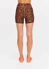 THE UPSIDE women's leopard Malawi 4inch Spin Short is mid-rise and features an elasticated drawcord, made from our recycled peached fabrication. Made for yoga & pilates.
