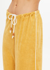 THE UPSIDE women's yellow terry towelling Cocos Charli Drawstring Pant has a low-rise straight leg fit with a soft elasticated waistband with drawcord. Perfect for everyday or holiday.