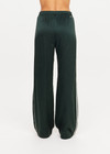 THE UPSIDE women's green Marnie Silk Wide Leg Pant is true to size with high-rise fit, elasticated waistband, and cream side seam bindings. Made for lifestyle.
