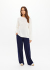THE UPSIDE women's cream organic cotton Chennai Yelena Knitted Top is designed for a relaxed fit and features a 'TU' monogram and ribbed neckline and cuffs. Made for lifestyle.