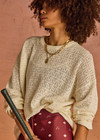 THE UPSIDE women's cream organic cotton Chennai Yelena Knitted Top is designed for a relaxed fit and features a 'TU' monogram and ribbed neckline and cuffs. Made for lifestyle.
