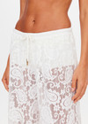 THE UPSIDE women's white Halcyon Lace Charli Pant is designed for a low-rise straight leg fit with a fine drawcord through waist with elasticated back. Made for lifestyle.