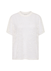 THE UPSIDE women's white Memento Lace Sammi Tee is designed to be sheer, oversized and can be paired with the Capri Bra for coverage. Made for lifestyle.