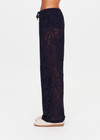 THE UPSIDE women's navy Halcyon Lace Charli Pant is designed for a low-rise straight leg fit with a fine drawcord through waist with elasticated back. Made for lifestyle.
