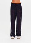 THE UPSIDE women's navy Halcyon Lace Charli Pant is designed for a low-rise straight leg fit with a fine drawcord through waist with elasticated back. Made for lifestyle.