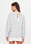 THE UPSIDE women's grey organic cotton Racquet Coolum Crew is an oversized fit with small split at side hem and discreet side pockets. Made for tennis, golf & pickleball.