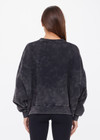 THE UPSIDE women's washed black Cosmic Paloma Crew is an oversized fit with a drop shoulder crafted from heavy organic cotton brushed fleece. Made for everyday.