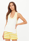 THE UPSIDE women's cream Veneto Amir Knit Tank features a scoop neckline with yellow stripes along side seams. Made for lifestyle.