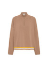 THE UPSIDE women's mocha Veneto Carter Knit Zip Top fits true-to-size and features a half zip and arrow logo on sleeve hem. Made for lifestyle.