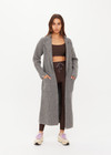 THE UPSIDE women's grey Oli Knit Wool Cardi Coat is a relaxed fitting, longline collared cardigan with front patch pockets. Made for everyday wear.