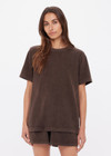 THE UPSIDE women's brown recycled cotton Soho Eva Crew Neck Tee features a relaxed fit with a soft brushed design and a ribbed neckline. Made for lifestyle.