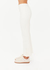 THE UPSIDE women's cream Bonnie Kick Flare Pant is a mid-rise, cropped flare pant made in a heavy ponte fabrication with a soft elastic waistband and embroidered arrow logo at back.