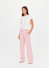 THE UPSIDE women's pink organic cotton french terry McGrath Willow Wide Leg Pant is a high-rise wide leg fit with side pockets and an elasticated waistband with a drawcord. Made for everyday wear.