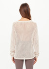 THE UPSIDE women's creme organic cotton Josephine V Neck Knit features a lightweight relaxed shape with a deep V neckline and mini ribbed hem, neckline and cuffs. Made for lifestyle.