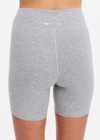 THE UPSIDE women's grey cotton Flash 5Inch Spin Short offers a mid-rise design in stretch jersey fabrication with no front seam. Made for yoga & pilates.