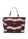 THE UPSIDE women’s tie dye organic cotton Rio Quilted Tote Bag has external and internal pockets, a waterbottle holder, and slips easily on suitcase. Made for lifestyle.