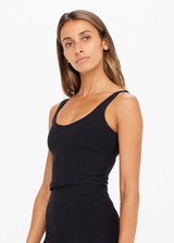 PEACHED TESS CROP - BLACK [USW021007]