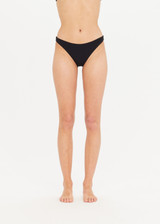 THE UPSIDE Camp Cove Moss Pant in Black is a recycled mid coverage bikini pant in our soft recycled ribbed fabrication.