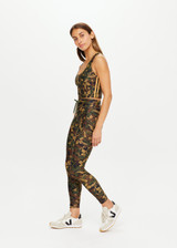 THE UPSIDE Basecamp 25inch Pocket Midi Pant in our Basecamp Camo print is a recycled mid-rise 25” length legging with pockets and drawcord at waistband.