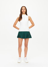 THE UPSIDE women's white Player Top is made with recycled ribbed fabric, designed for a slim fit. This sleeveless top features a quarter zip. Designed for tennis.