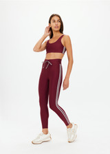 THE UPSIDE women's merlot Oxford Harley Scoop Sports Bra is designed for supportive fit and features elasticated underbust and removable cups. Made for pilates.