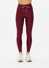THE UPSIDE women's merlot Oxford 25 Inch Legging is designed for a mid rise supportive fit and features elastic drawcord through waist. Made for pilates.