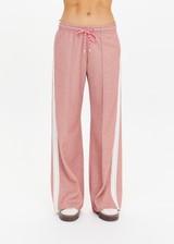 THE UPSIDE women's pink Galaxia Loretta Pant is designed for a mid to low rise straight leg fit and features elasticated waistband, drawcord and side seam pockets. Made for lifestyle.