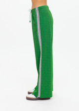 THE UPSIDE women's green Galaxia Loretta Pant is designed for a mid to low rise straight leg fit and features elasticated waistband, drawcord and side seam pockets. Made for lifestyle.