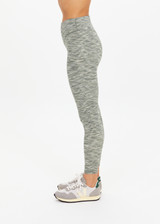 THE UPSIDE women's green Reversible 25inch Legging is designed for a soft & supportive fit in a recycled fabric and features embroidered arrow logo on back. Made for yoga & pilates.