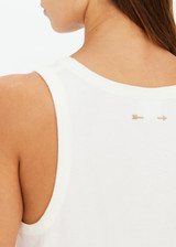 THE UPSIDE women's cream recycled cotton Soho Jacquie Tank Top is designed for a relaxed fit and features a ribbed neckline and armhole. Made for everyday leisure.