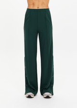 THE UPSIDE women's green Cobra Zephyr Wide Leg Pant comes in a soft fabrication with an elasticated waistband and welt pockets. Made for everyday leisure.