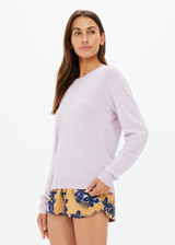 THE UPSIDE women's purple Gisella Wool Sweater is designed for a regular fit and features a embroidered arrow on back of neck. Made for lifestyle.