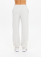THE UPSIDE women's grey Harrison Track Pant is a mid to low rise fit and features a slim elasticated waistband, side pockets and an embroidered arrow logo on back. Perfect for travelling or everyday.