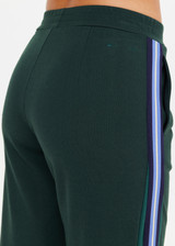 THE UPSIDE women’s green Lenzing viscose Maneki Petra Flare features hem splits and contrast knitted tape down the side seams. Made for lifestyle.