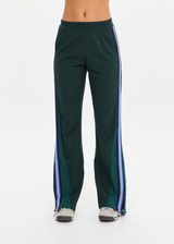 THE UPSIDE women’s green Lenzing viscose Maneki Petra Flare features hem splits and contrast knitted tape down the side seams. Made for lifestyle.