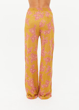 THE UPSIDE women's floral Fantasy Roma Pant is a true-to-size fit and features an elasticated waistband with a drawcord, side pockets and cream side stripes. The perfect summer wardrobe piece.