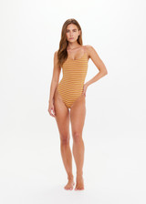 THE UPSIDE women’s stripe Naxos Flow Scoop Onepiece is designed for a soft & comfortable fit and features a scoop neckline and adjustable elastic straps. Ideal for swimming.