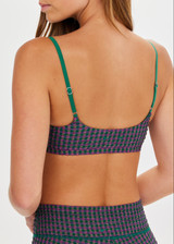 THE UPSIDE women's check Aliki Ballet Bra offers a comfortable fit with adjustable elastic straps in a textured green gingham fabric. Made for yoga and Pilates.