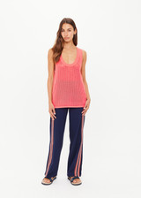 THE UPSIDE women’s pink organic cotton Fenway Wales Knit Tank is designed for a relaxed fit and features an open knit construction. The perfect summer wardrobe addition.