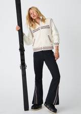 THE UPSIDE women’s cream Swiss Dhemi Knit Jacket features a zip through opening, removable sleeves and is lined with polar fleece. Designed for Après-ski and winter wear.