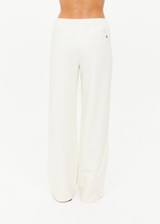 THE UPSIDE women’s creme cotton Hamsa Milou Wide Leg Pant features decorative contrast embroidery along side seams. The perfect travel pant.