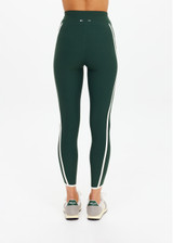 THE UPSIDE women's green Santa Fe 25inch Legging is soft, supportive with cream side seam and hem bindings, and side pockets. Made for yoga & pilates.