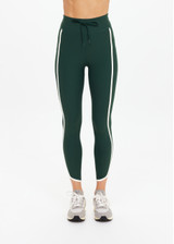 THE UPSIDE women's green Santa Fe 25inch Legging is soft, supportive with cream side seam and hem bindings, and side pockets. Made for yoga & pilates.
