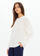 THE UPSIDE women's cream organic cotton Chennai Yelena Knitted Top is designed for a relaxed fit and features a 'TU' monogram and ribbed neckline and cuffs. Made for lifestyle.