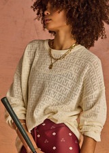 THE UPSIDE women's cream organic cotton Chennai Yelena Knitted Top is designed for a relaxed fit and features a 'TU' monogram and ribbed neckline and cuffs. Made for lifestyle.