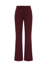 THE UPSIDE women's maroon Mendoza Jackie Flare Pant is true to size and features cream piping along side seams and zipper pockets. Made for lifestyle.