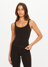 THE UPSIDE women's olive jacquard Castilla Amelia Tank Top is designed for a soft and comfortable fit and features a scoop neck and shelf bra with removable cups. Made for yoga and pilates.