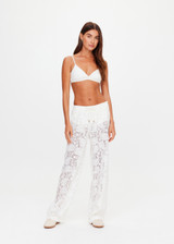 THE UPSIDE women's white Halcyon Lace Charli Pant is designed for a low-rise straight leg fit with a fine drawcord through waist with elasticated back. Made for lifestyle.