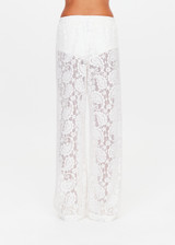 THE UPSIDE women's white Halcyon Lace Charli Pant is designed for a low-rise straight leg fit with a fine drawcord through waist with elasticated back. Made for lifestyle.